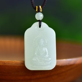 An Exquisite White Jade Bodhisattva Pendant