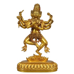 A Solemn Gilt Bronze Buddha Statue