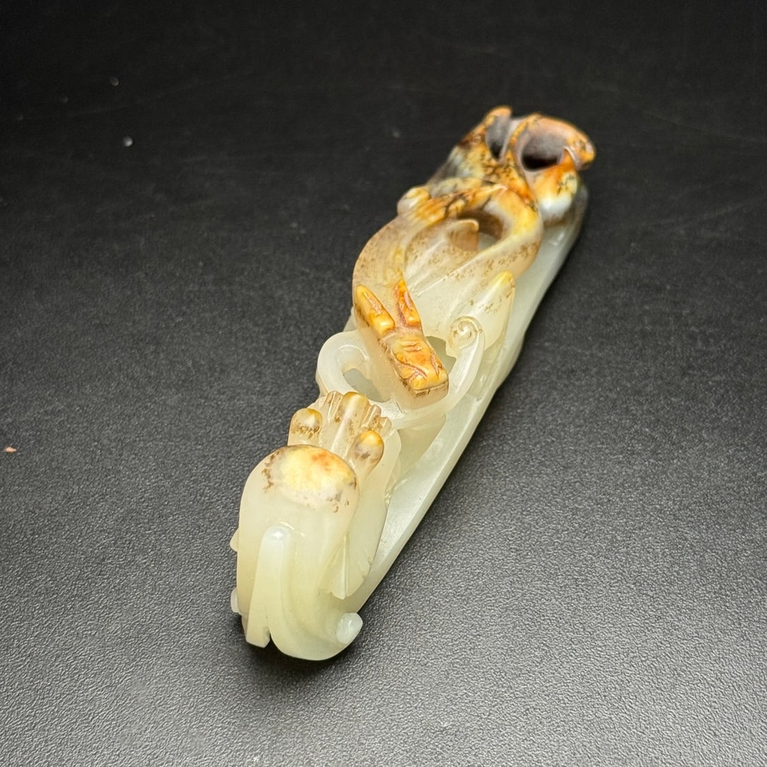 An Exquisite White Jade Dragon Pattern Hook - 6