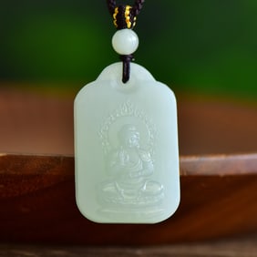 An Exquisite White Jade Bodhisattva Pendant