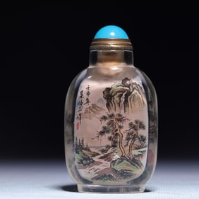 An Exquisite Glass Landscape and Figure Pattern Snuff Bottle