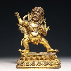 A Solemn Gilt Bronze Statue of Mammon
