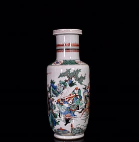 A Huge Wucai Character and Story Pattern Vase