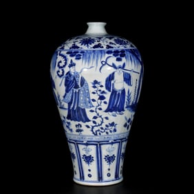 A Huge Blue and White Character and Story Pattern Vase