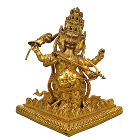 A Solemn Gilt Bronze Buddha Statue