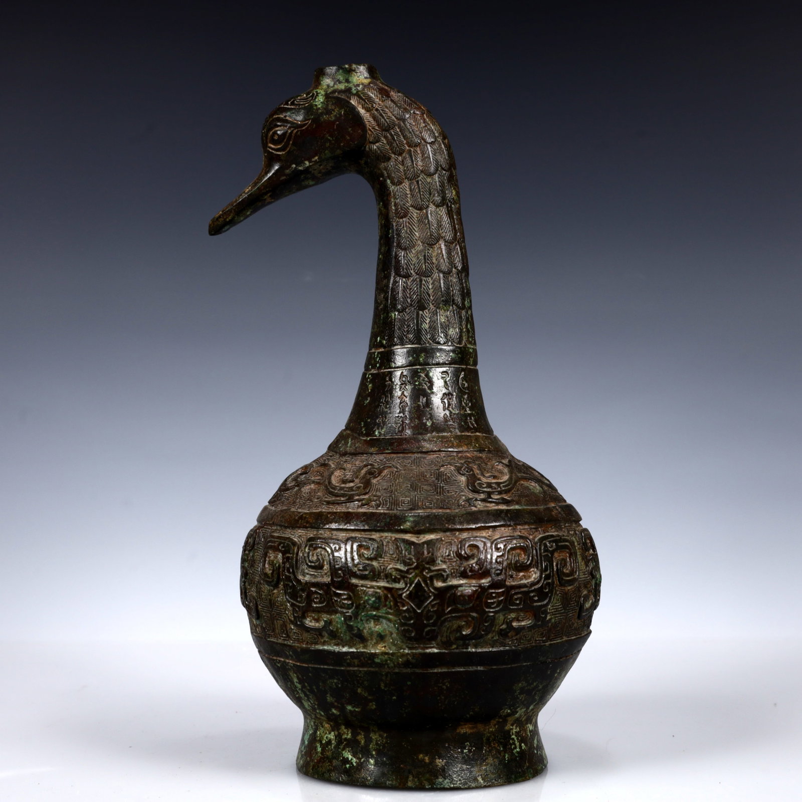 A Rare Bronze Duck-Shaped Vase,With Inscription (1 of 15)