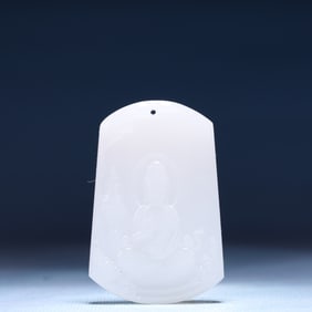 An Exquisite White Jade Statue of Avalokitesvara Pendant