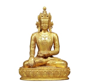 A Solemn Gilt Bronze Statue of Avalokitesvara