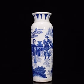 A Rare Blue and White Character and Story Pattern Vase