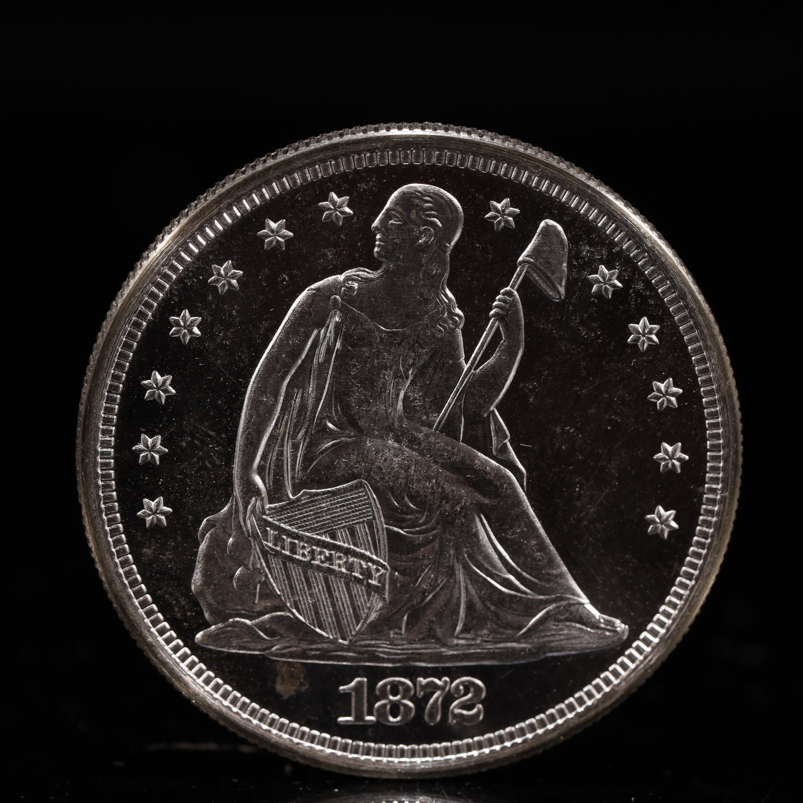 USA One Dollar 1872 Coin: American coin. IN GOD WE TRUST / LIBERTY / 1872 / UNITED STATES OF AMERICA / ONE DOL. Mint Mark: S.Weight:26.9g.