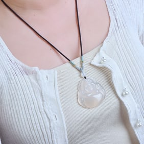 An Exquisite Jadeite Statue of Maitreya Buddha Pendant