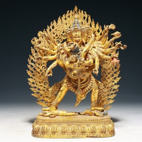 A Solemn Gilt Bronze Statue of Chakrasamvara