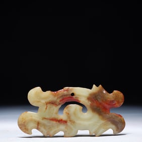 An Archaic Hongshan Culture White Jade Auspicious Cloud Pattern Pendant