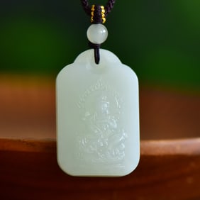 An Exquisite White Jade Bodhisattva Pendant