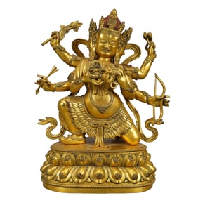 A Solemn Gilt Bronze Buddha Statue