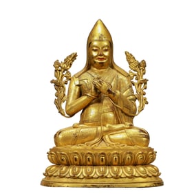 A Solemn Gilt Bronze Statue of Tsongkhapa