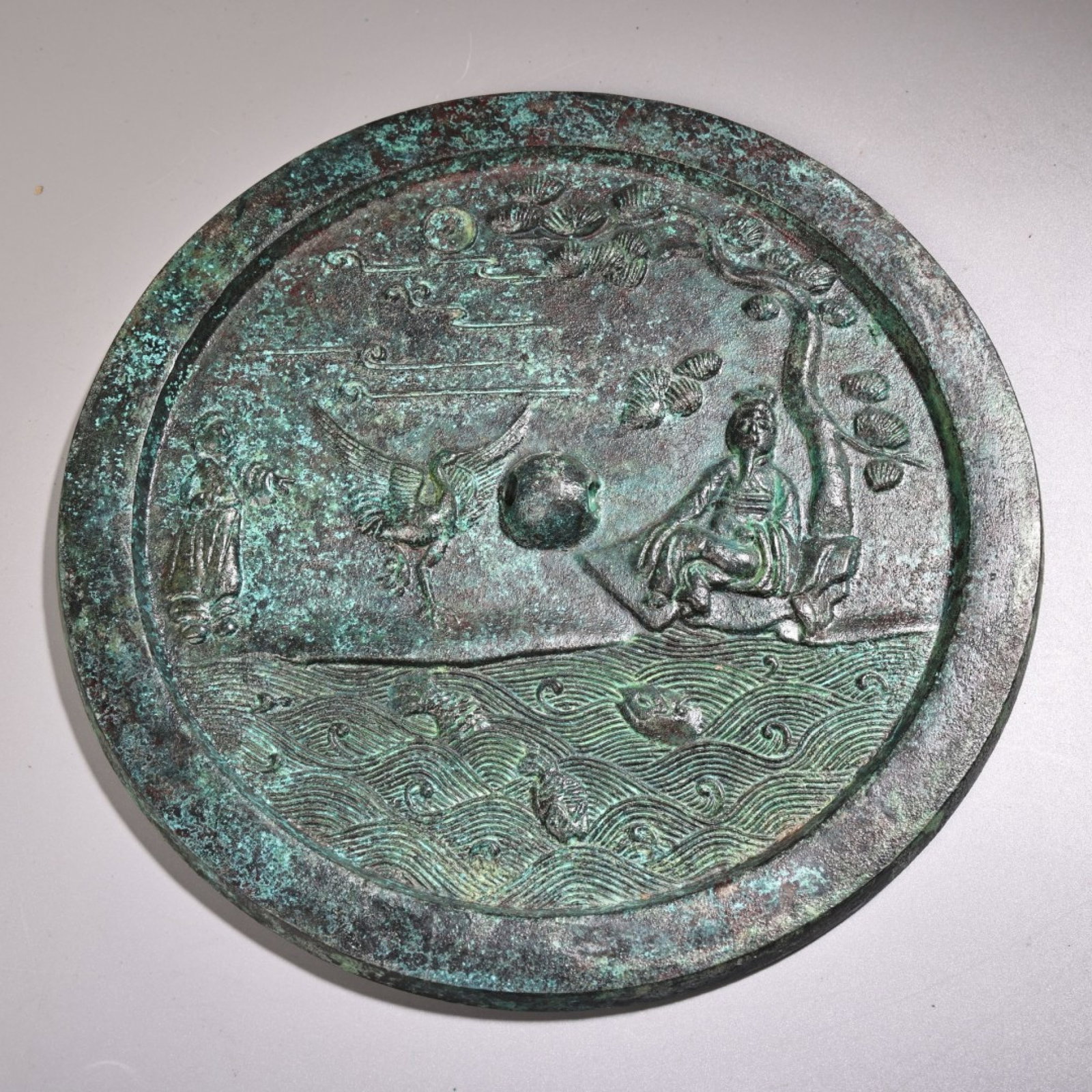 An Exquisite Bronze Character and Story Pattern Mirror: An Exquisite Bronze Character and Story Pattern Mirror,the Warring States period in China,Size:8.5in,Weight:1600g