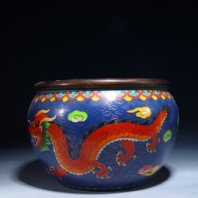 An Exquisite Cloisonne Dragon and Phoenix Pattern Jar