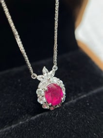 A Exquisite 18k Gold Inlaid 1.15ct Natural Ruby Pendant,Inlaid Gems