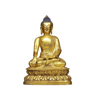 A Solemn Gilt Bronze Statue of Sakyamuni