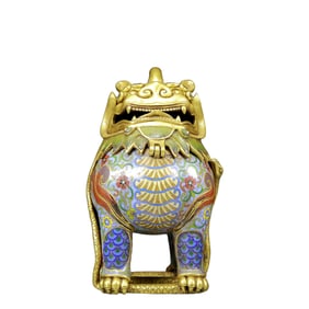 An Exquisite Cloisonne Unicorn Censer