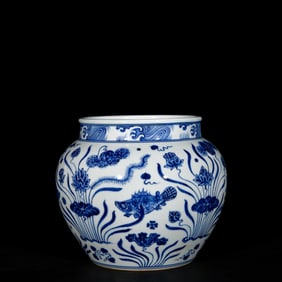An Exquisite Blue and White Hornwort Pattern Jar