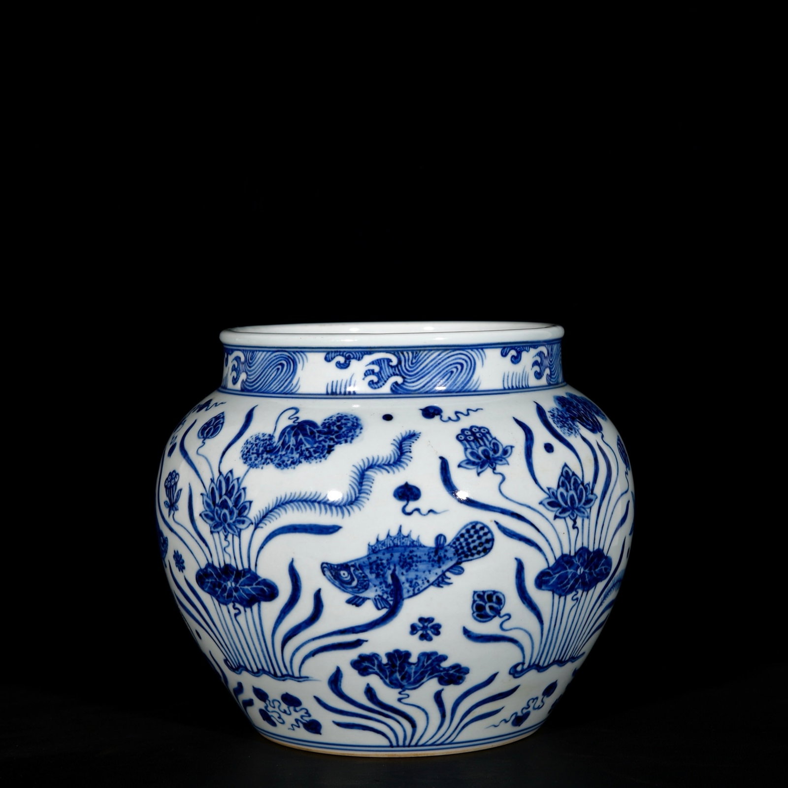 An Exquisite Blue and White Hornwort Pattern Jar (1 of 9)