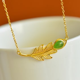 An Exquisite Sterling Silver-Gold Plated Inlaid Jasper Necklace