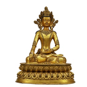 A Solemn Gilt Bronze Statue of Amitayus