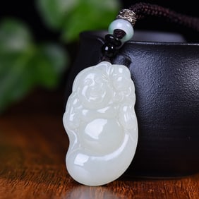 An Exquisite White Jade Maitreya Buddha Pendant