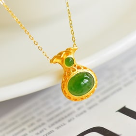 An Exquisite Sterling Silver-Gold Plated Inlaid Jasper Necklace