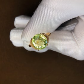 5Ctw Sterling Silver-Gold Plated Inlaid Natural Tourmaline Ring
