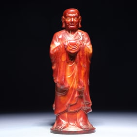An Exquisite Archaic Jade Statue of Arhat