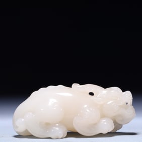 An Exquisite White Jade Unicorn Ornament