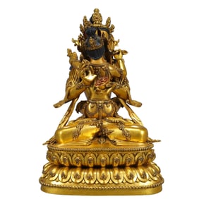 A Solemn Gilt Bronze Statue of Vajrasattva