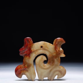 An Archaic Hongshan Culture White Jade Auspicious Cloud Pattern Pendant