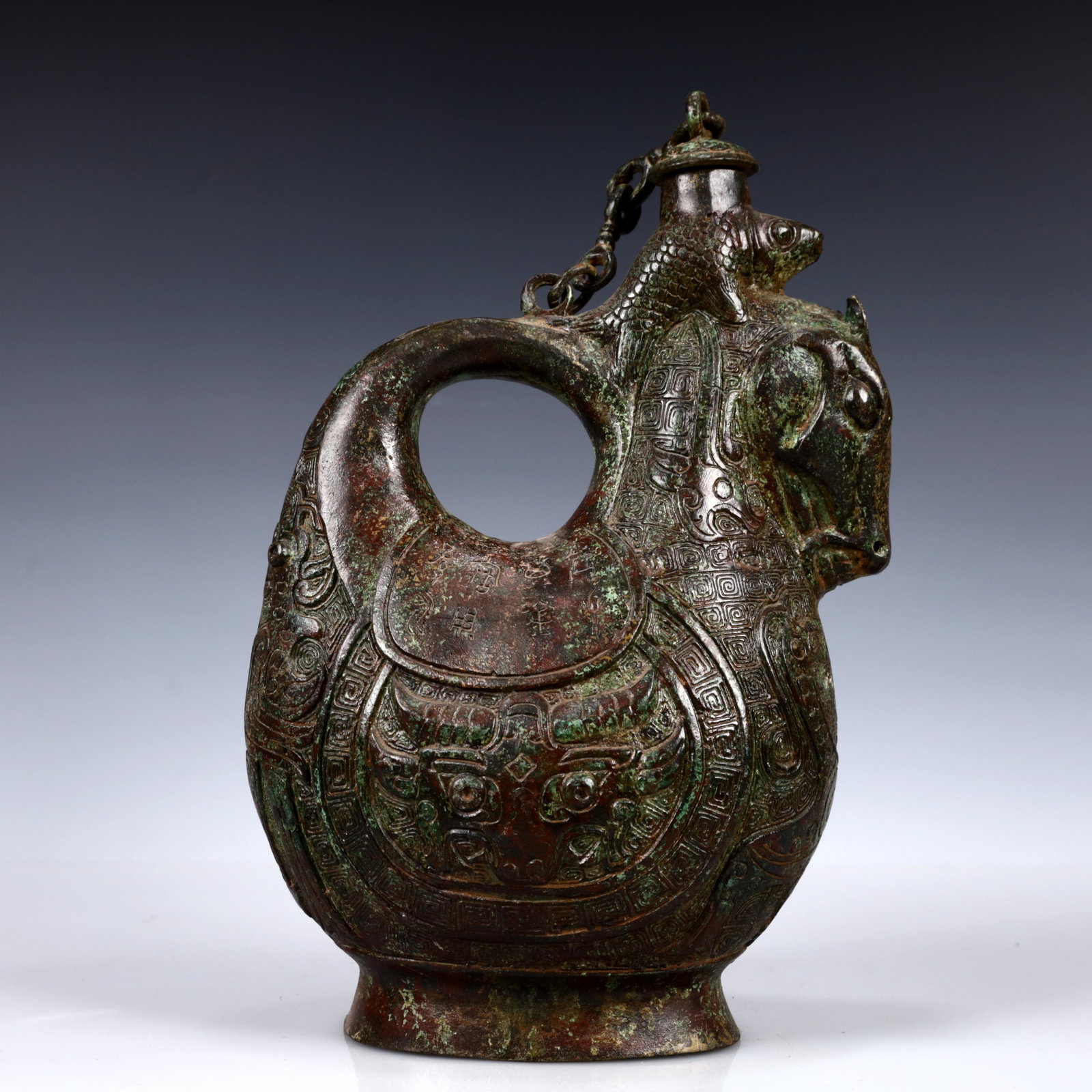 A Rare Bronze Beast-Face Pattern Ewer - 7