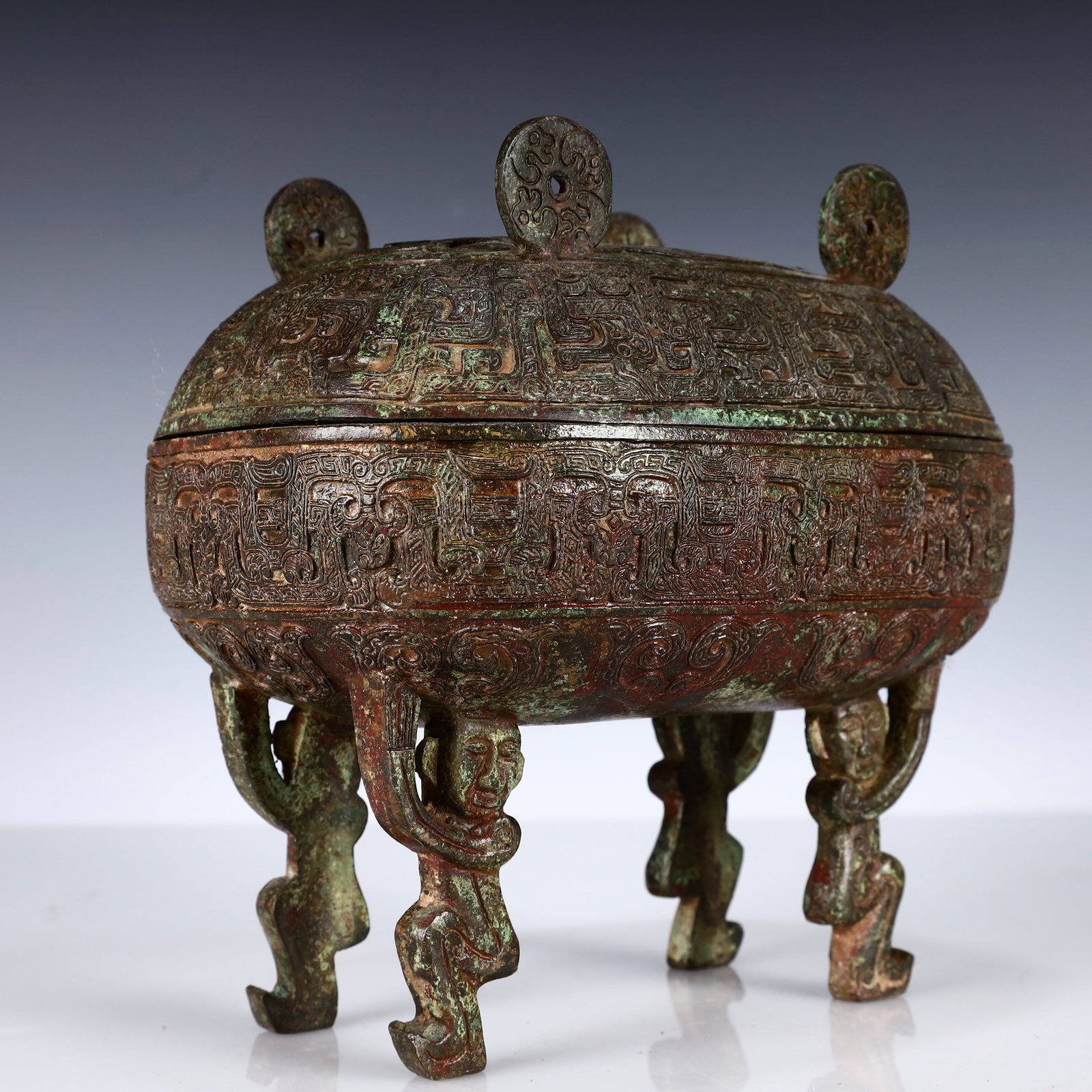 A Rare Bronze Dragon Pattern Box - 7
