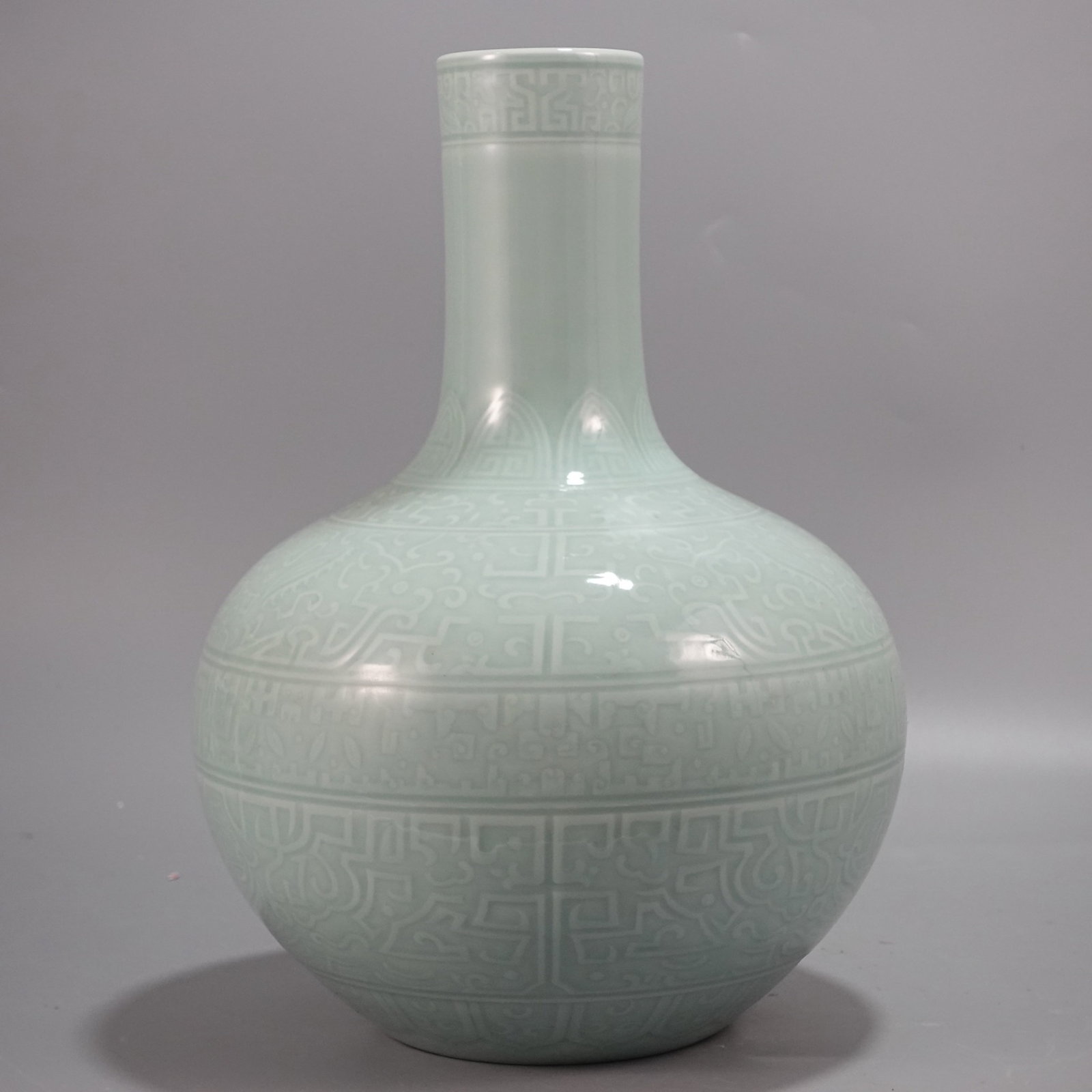 A Rare Celadon Glazed Beast-Face Pattern Vase - 3