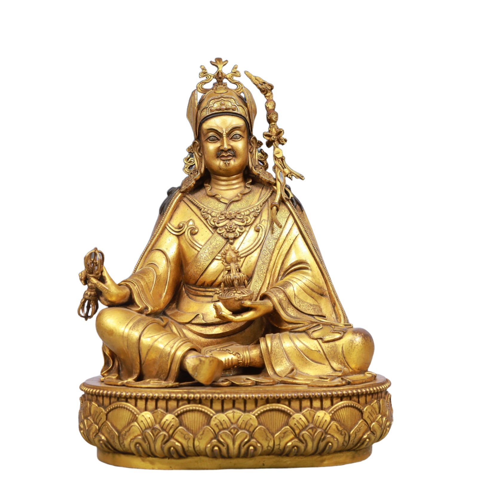 A Solemn Gilt BronzeStatue of Padma Sambhava