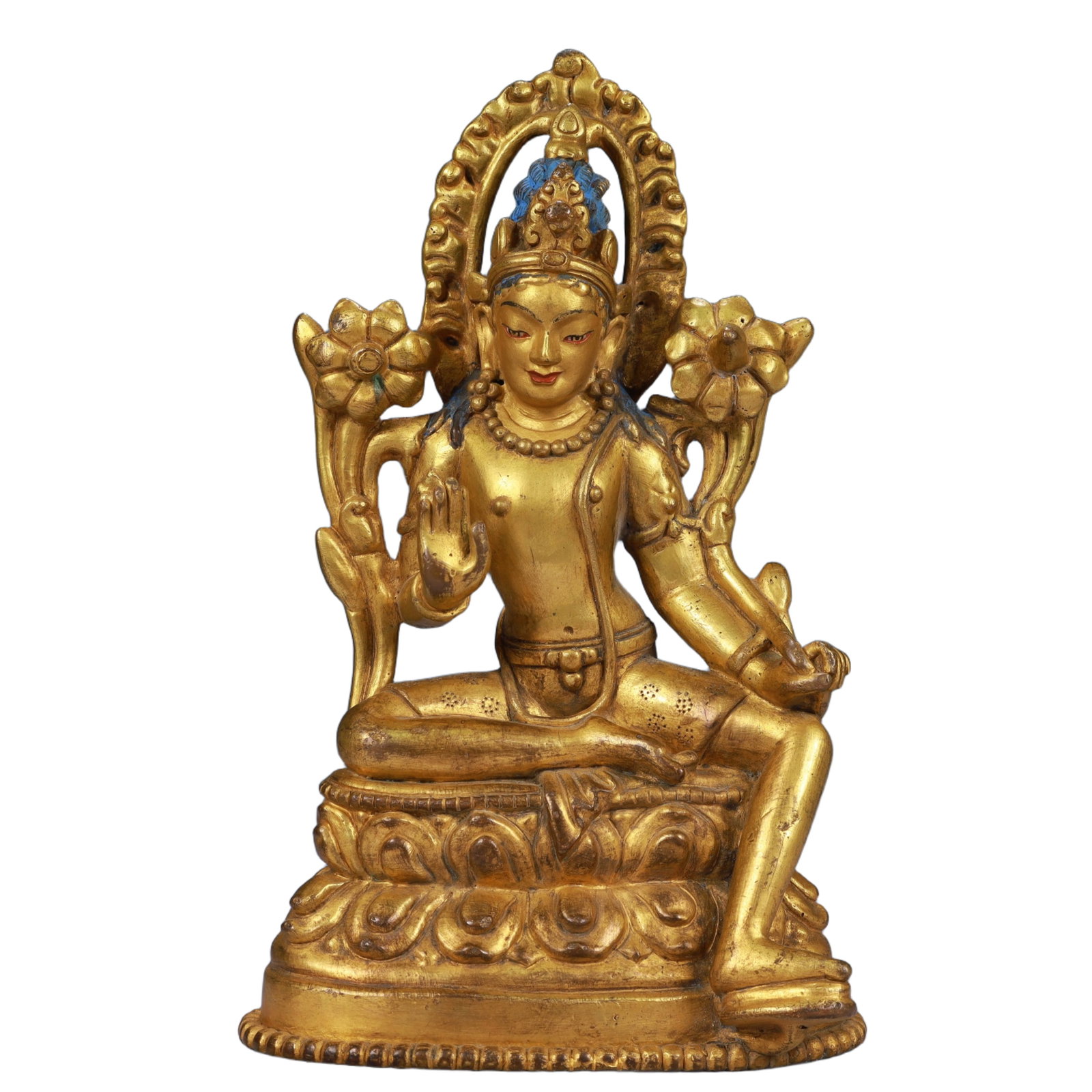 A Solemn Gilt Bronze Statue of Tara: A Solemn Gilt Bronze Statue of Tara,Qing Dynasty, China,Size:6.3inx3.5inx10.2in,Weight:2150g 铜鎏金度母像,中国清代