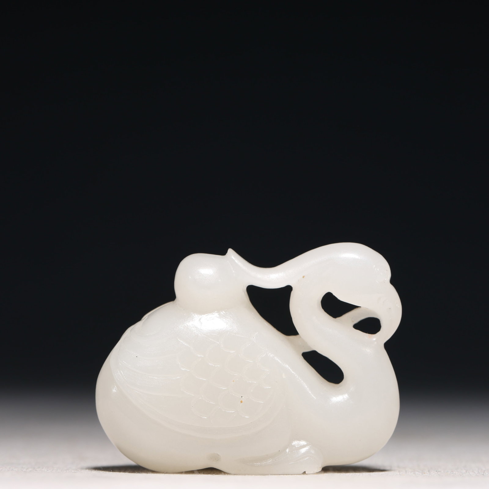 An Archaic Hongshan Culture White Jade Goose Pendant (1 of 9)