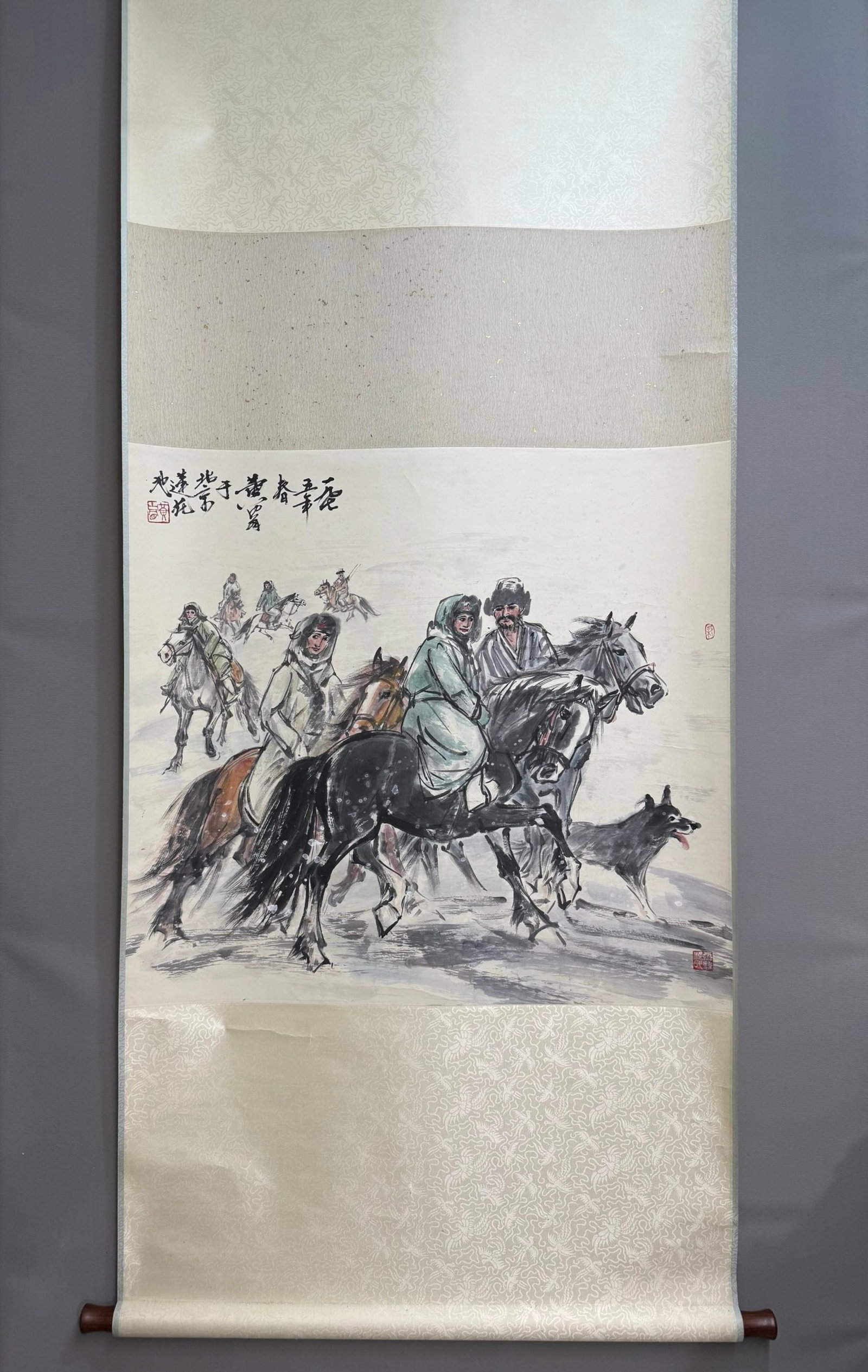A Chinese Vertical Scroll Ink Painting of Character and Story on Paper (1 of 5)