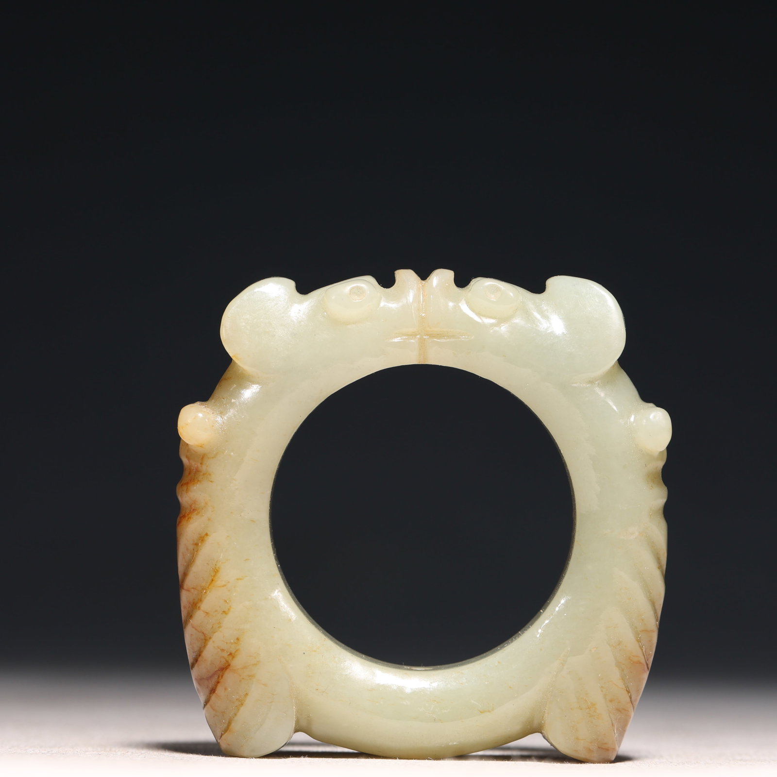 An Archaic Hongshan Culture Greenish Jade Cicada Pendant: An Archaic Hongshan Culture Greenish Jade Cicada Pendant,Ancient Time, China,Size:2.6inx2.6inx0.6in,Weight:88g 红山文化青白玉蝉挂件,中