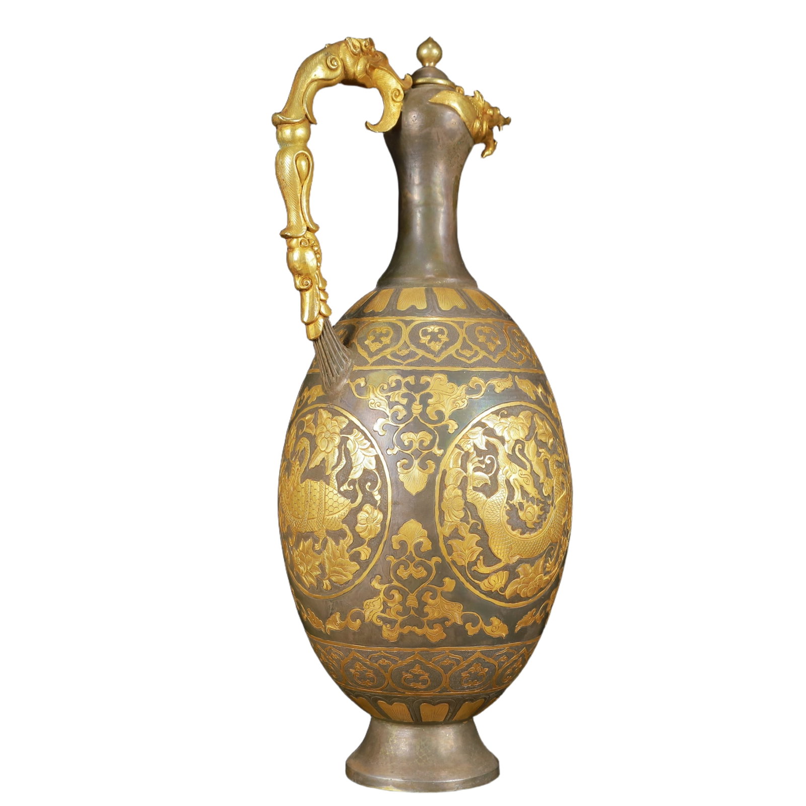 A Huge Gilt Silver Auspicious Beast Pattern Ewer - 13