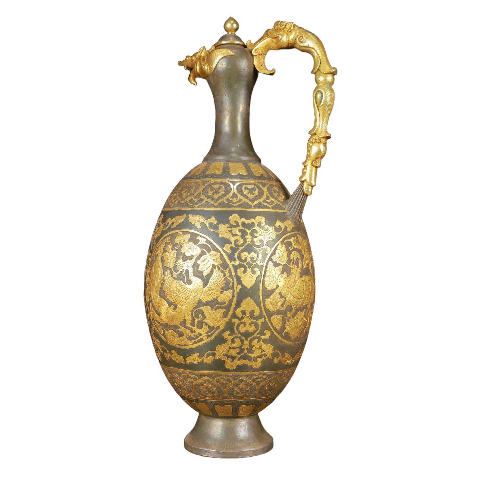 A Huge Gilt Silver Auspicious Beast Pattern Ewer - 16