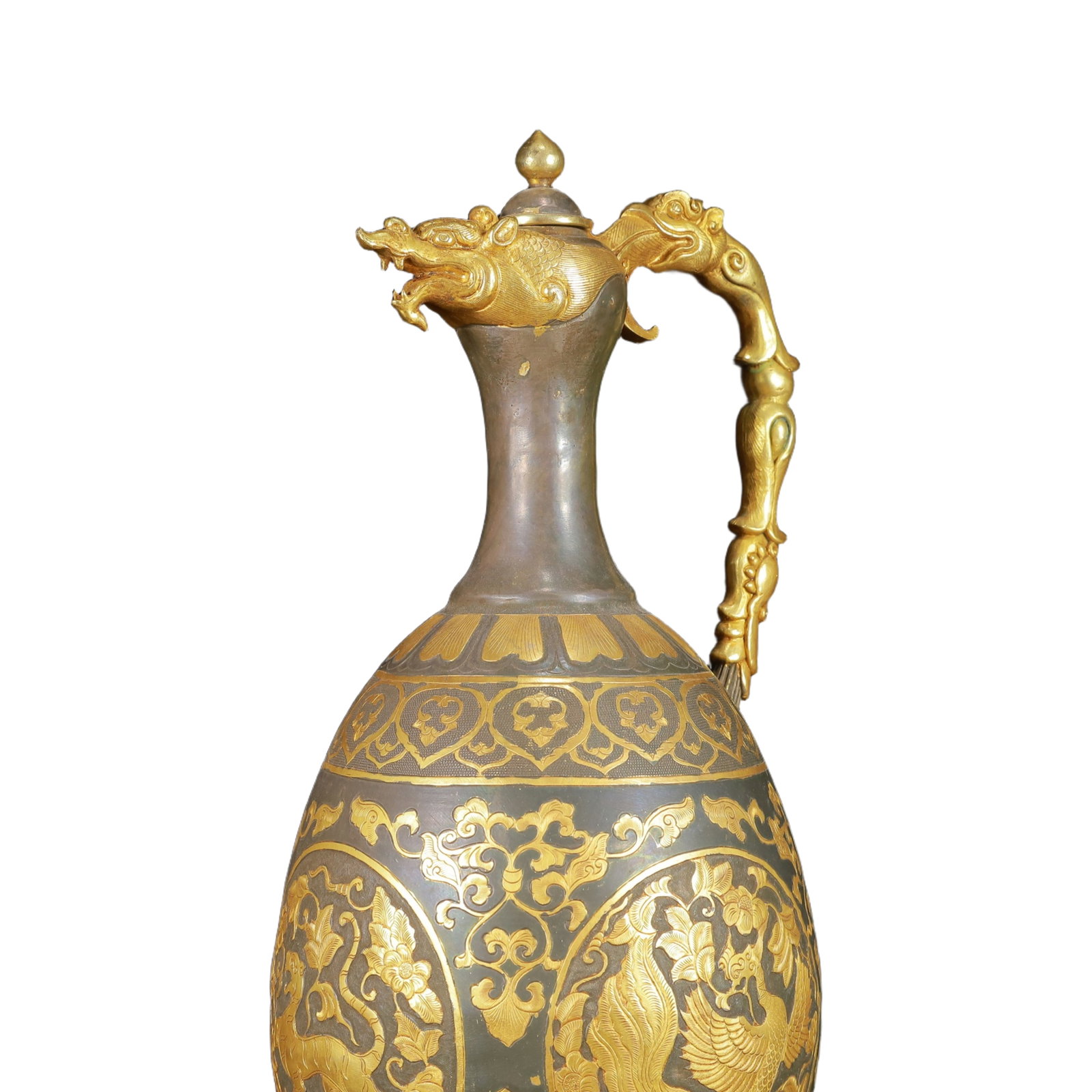 A Huge Gilt Silver Auspicious Beast Pattern Ewer - 5