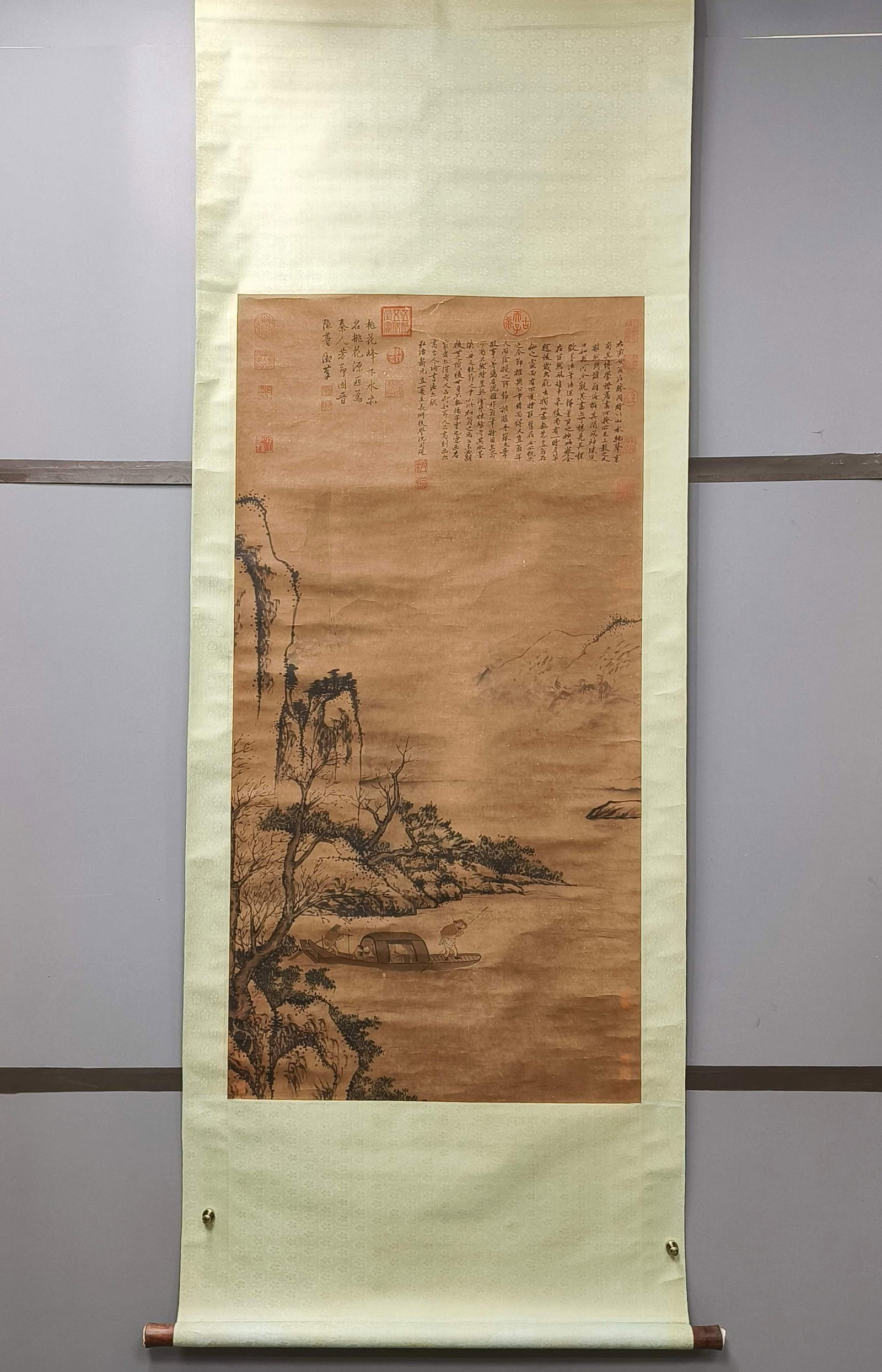 A Chinese Vertical Scroll Ink Painting of Landscape on Paper: A Chinese Vertical Scroll Ink Painting of Landscape on Paper,Huang Gongwang,Size:52.4inx26.4in 一幅中国水墨山水画立轴,黄公