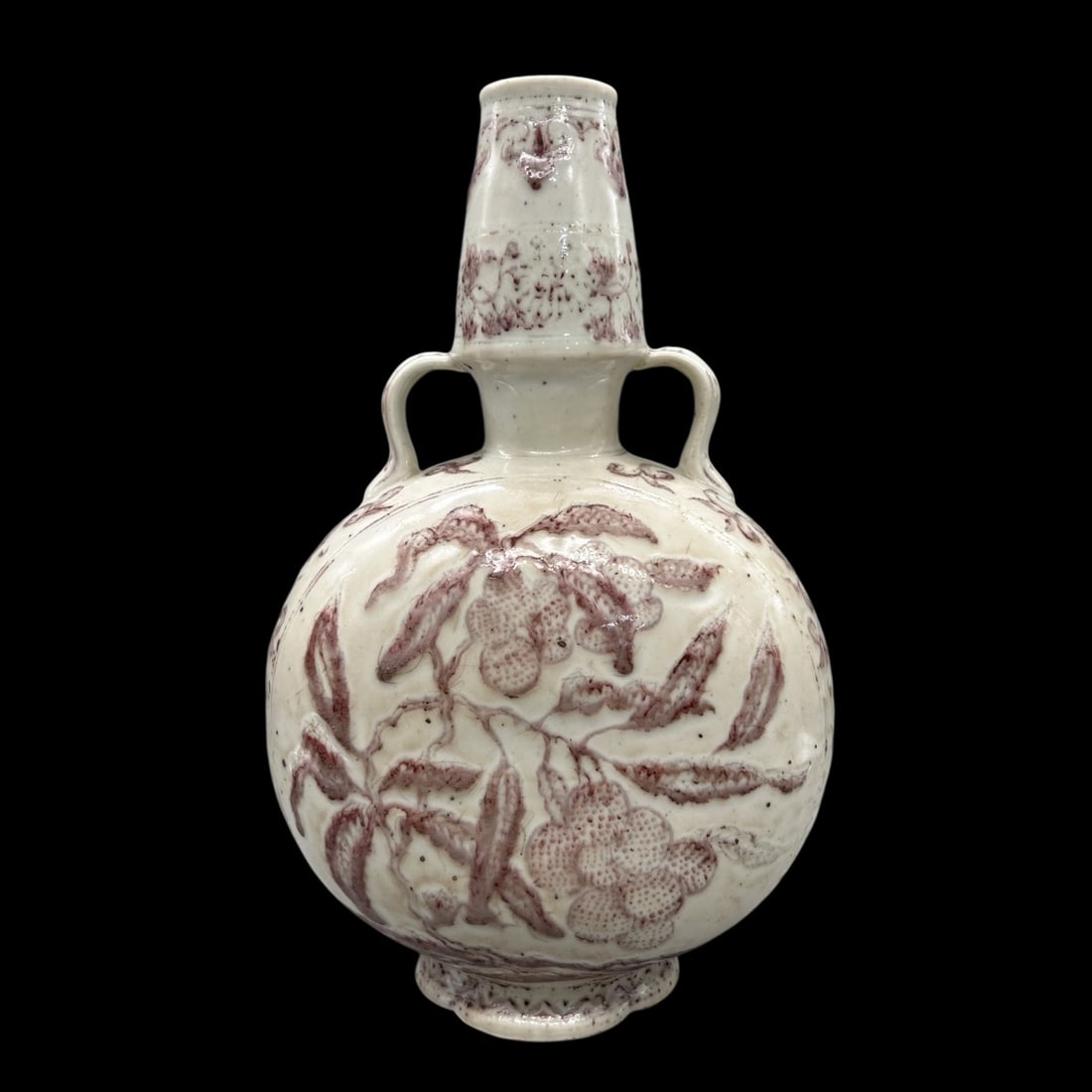 A Rare Underglaze-Red Litchi Pattern Double-Ears Vase (1 of 7)