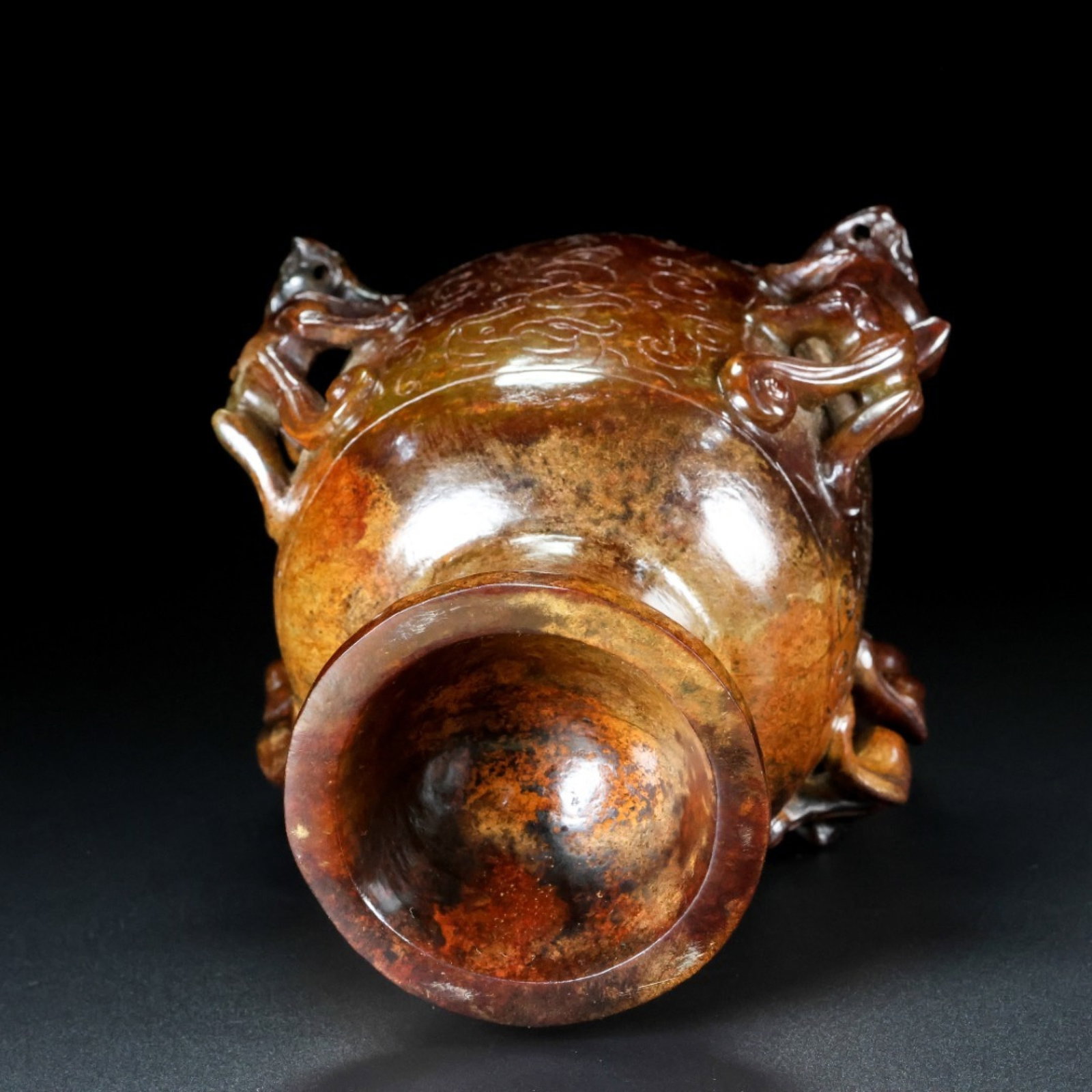 An Exquisite Archaic Jade Dragon Pattern Bottle - 8